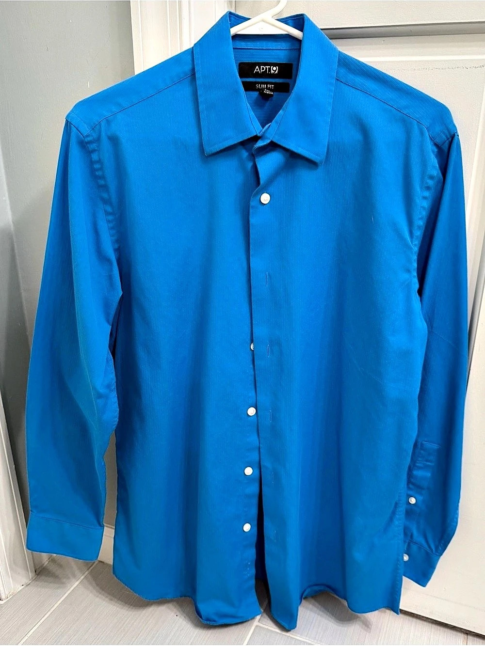 Apt. 9 Men's Slim Fit Blue Dress Shirt 15.5 32/33 Button Down Like New
